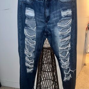 Distressed Blue Jeans